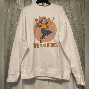 White Graphic Crew Neck Sweater NWOT